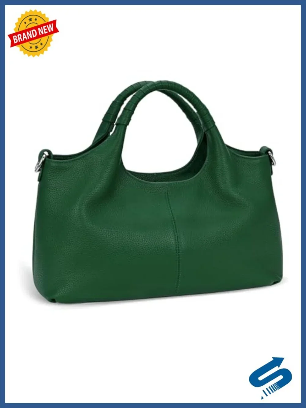 Genuine Leather Satchel Crossbody Tote with Detachable Strap